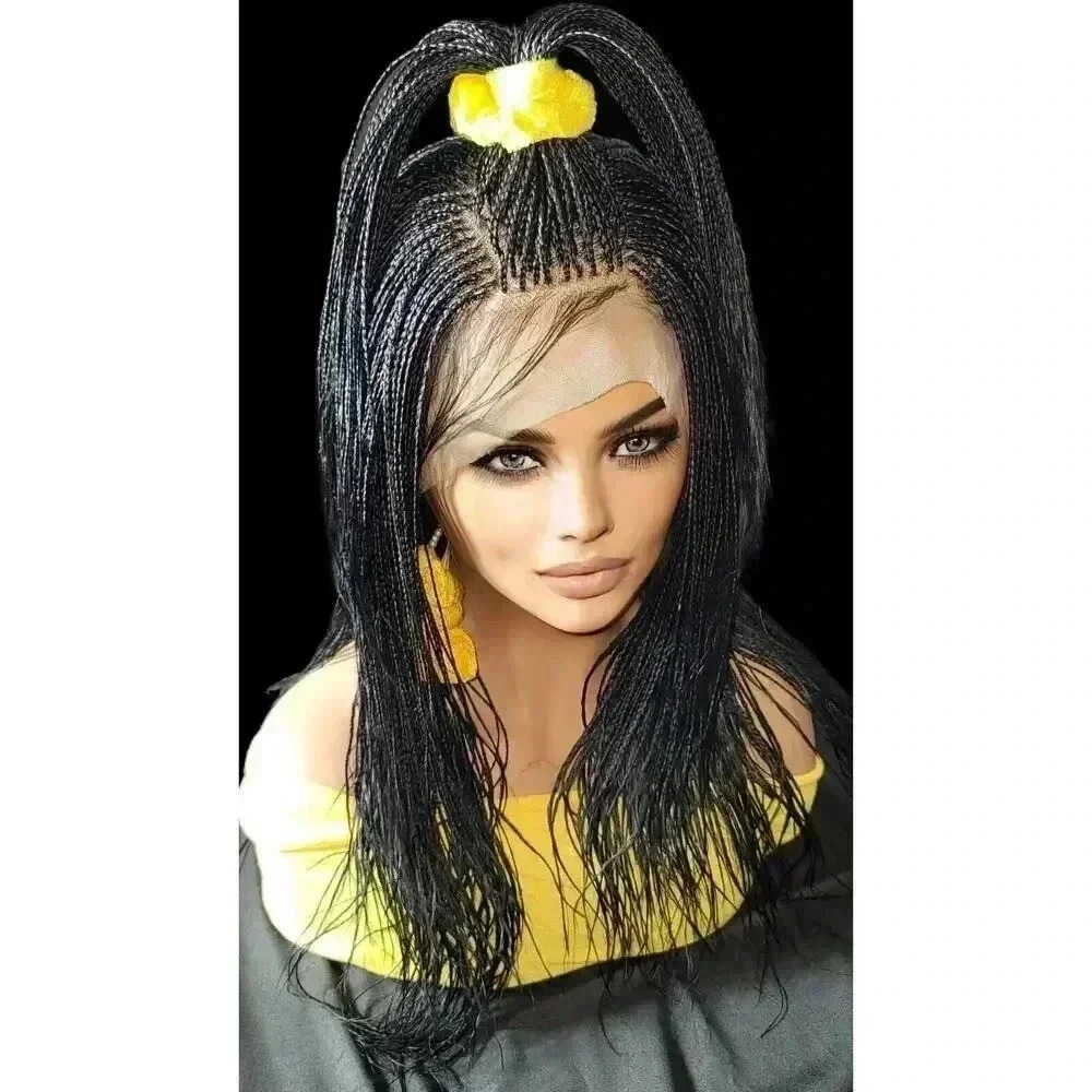 Full Lace Hand-Braided wig color # 1 Jet Black micro million braids- long wig - Picture 14 of 15